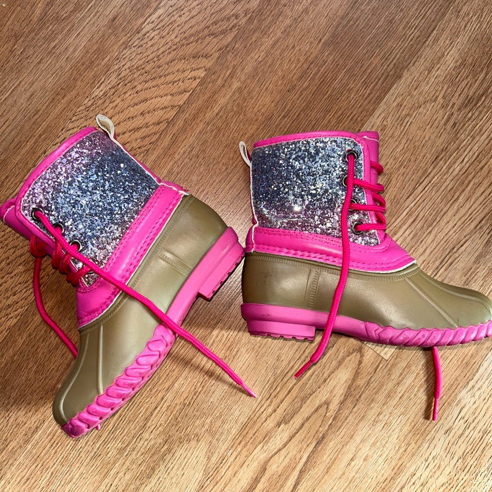 Fabkids Pink and Glitter Kids Rain & Snow Boots